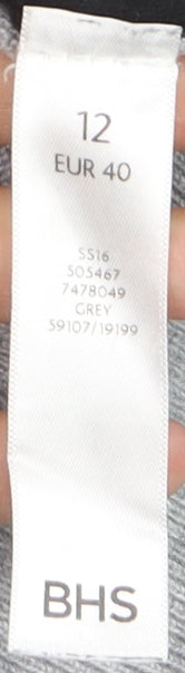 BHS Women’s Grey Heart Print Cotton Viscose Pullover Jumper Size 12