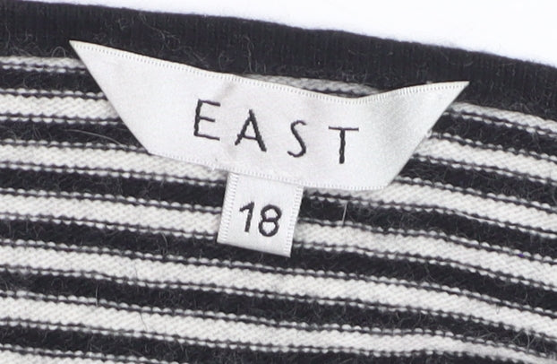 EAST Women’s Black Striped Scoop Neck Bow Jumper Size 18