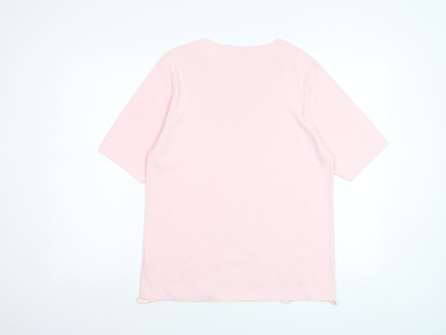 Talisa Women Pink Embroidered Short Sleeve Knit T-Shirt XL
