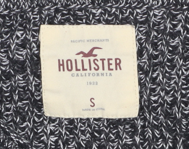 Hollister Womens Grey Striped Chunky-Knit Pullover Jumper Small