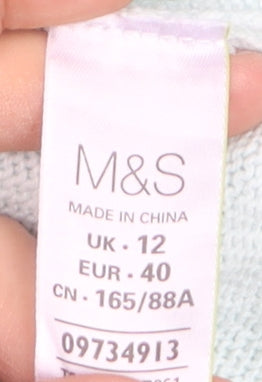 Marks and Spencer Womens Blue Crew Neck Embroidered Pullover Jumper Size 12