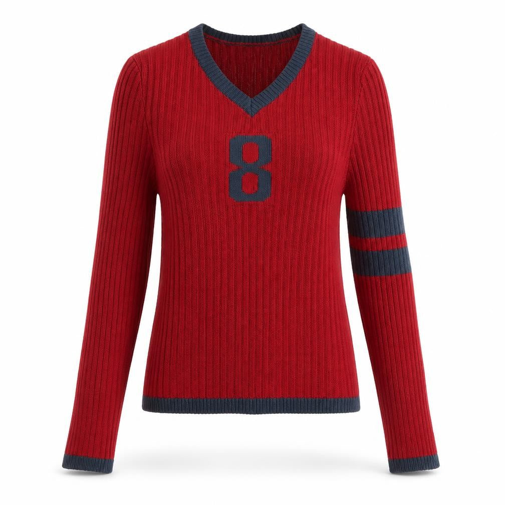 Urban Outfitters Women's Red V-Neck Knit Pullover Jumper Size M