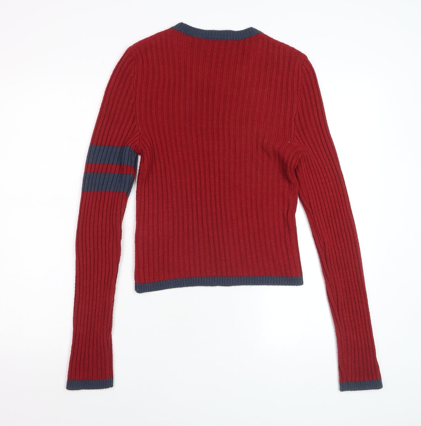 Urban Outfitters Women's Red V-Neck Knit Pullover Jumper Size M