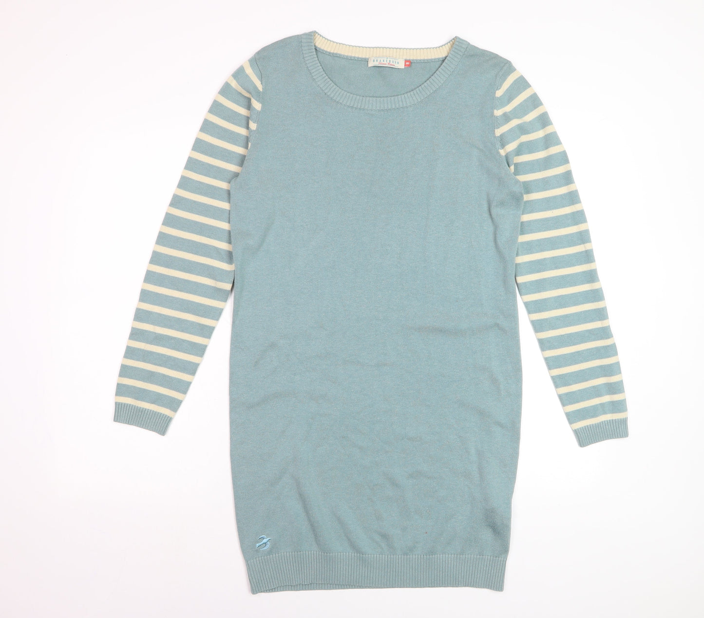Brakeburn Women's Blue Striped Jumper Dress Size 8 Knitwear Casual