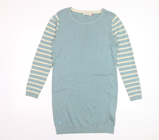 Brakeburn Women's Blue Striped Jumper Dress Size 8 Knitwear Casual