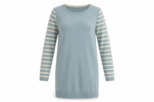 Brakeburn Women's Blue Striped Jumper Dress Size 8 Knitwear Casual