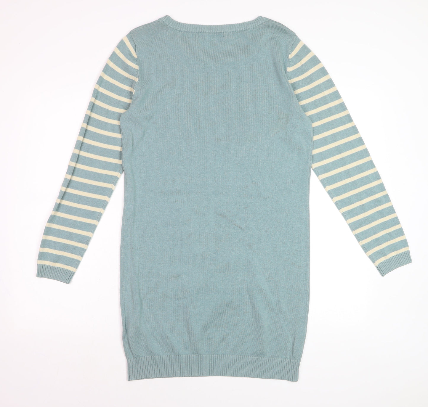 Brakeburn Women's Blue Striped Jumper Dress Size 8 Knitwear Casual