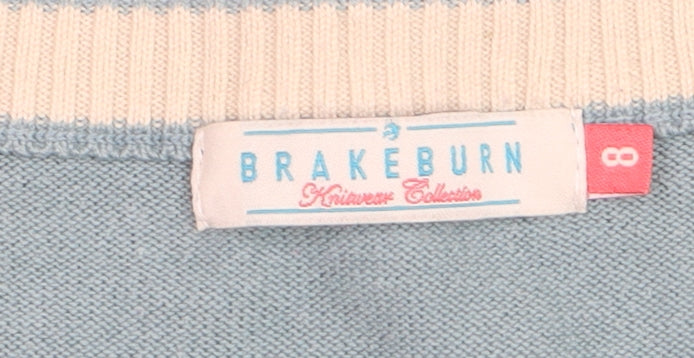 Brakeburn Women's Blue Striped Jumper Dress Size 8 Knitwear Casual