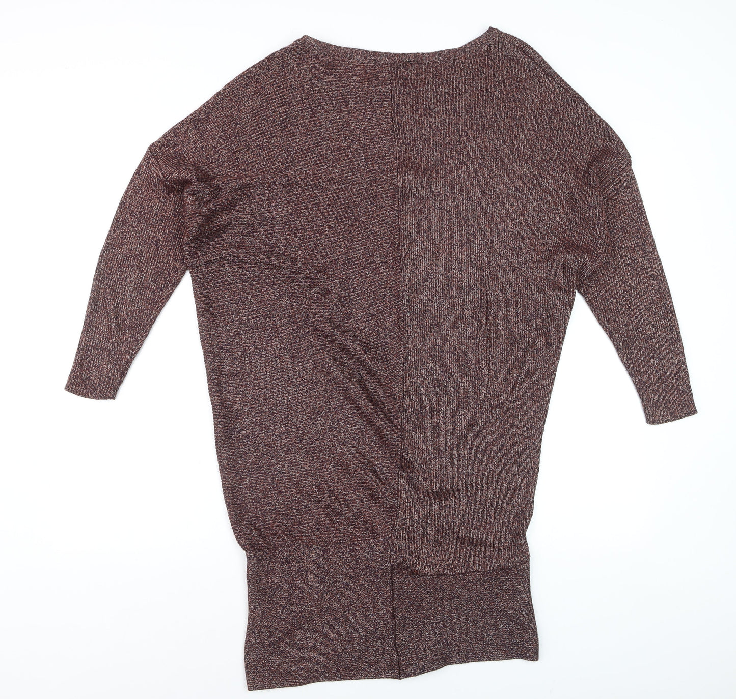 Zara Women Brown Knit Jumper Dress Size 12 Long Sleeve Viscose Blend