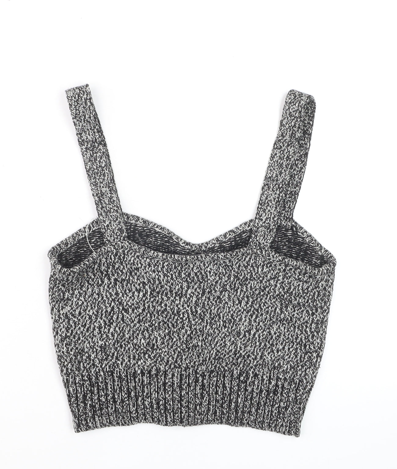 Zara Womens Grey Knit Cropped Tank Top L Slim Fit