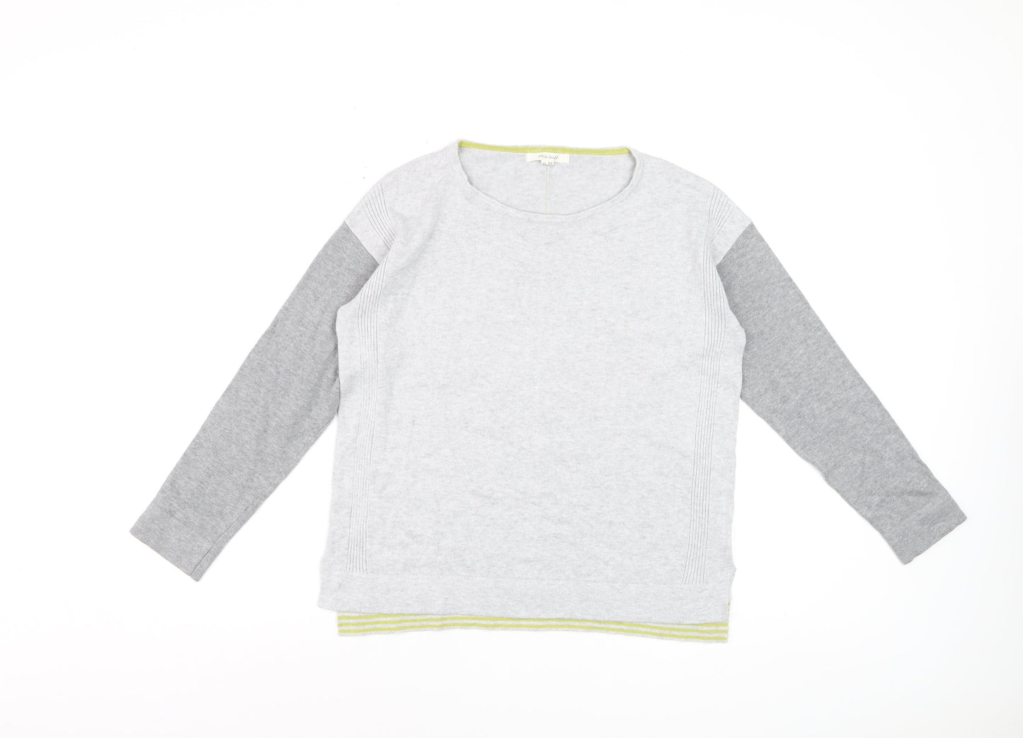 White Stuff Women's Grey Pullover Jumper UK 10 Cotton Blend Long Sleeve Knit