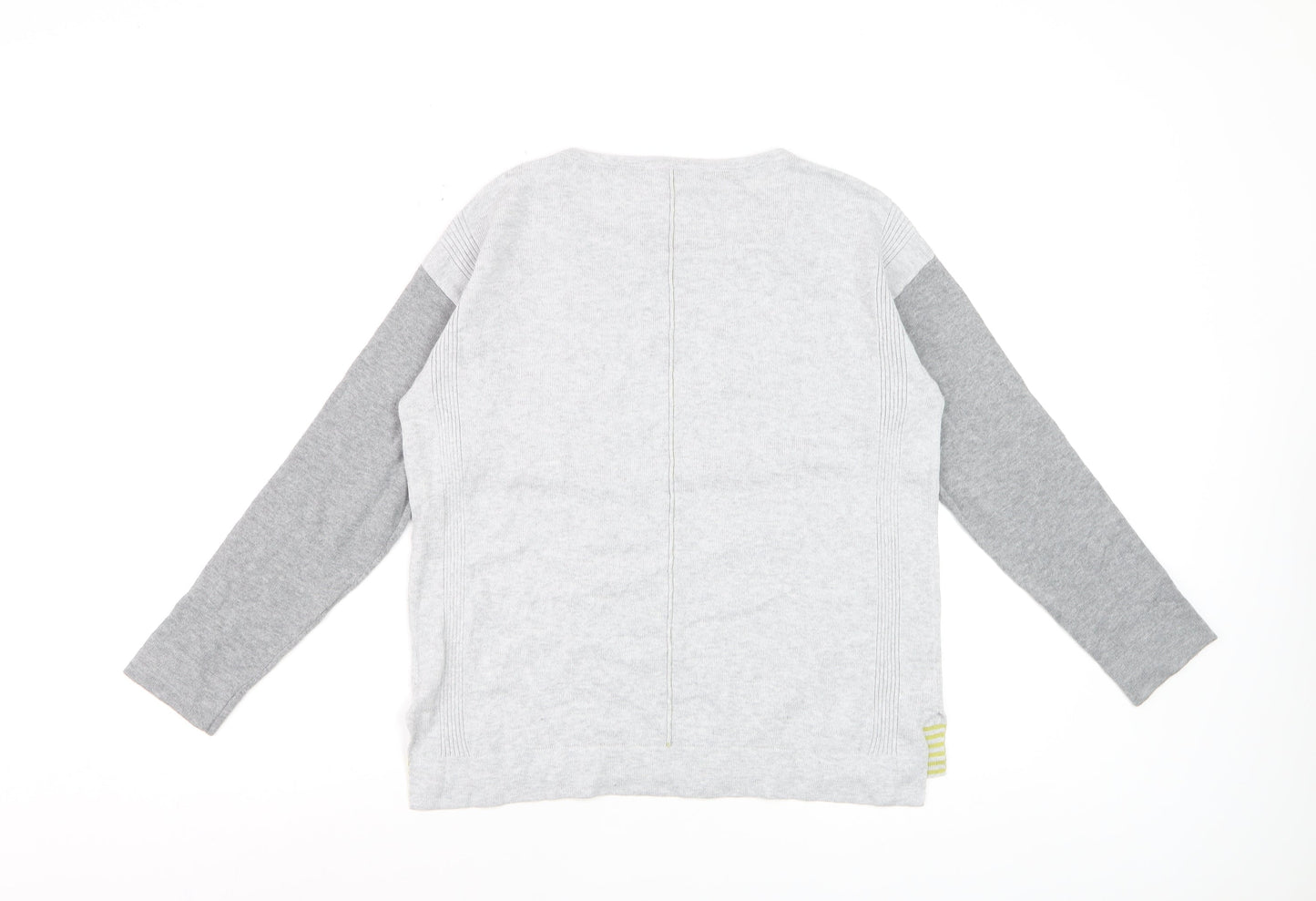 White Stuff Women's Grey Pullover Jumper UK 10 Cotton Blend Long Sleeve Knit