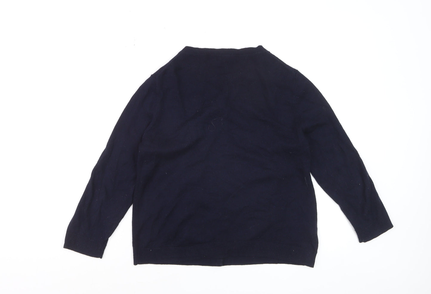 Laura Ashley Women's Blue Wool Blend Crew Neck Cardigan UK 12