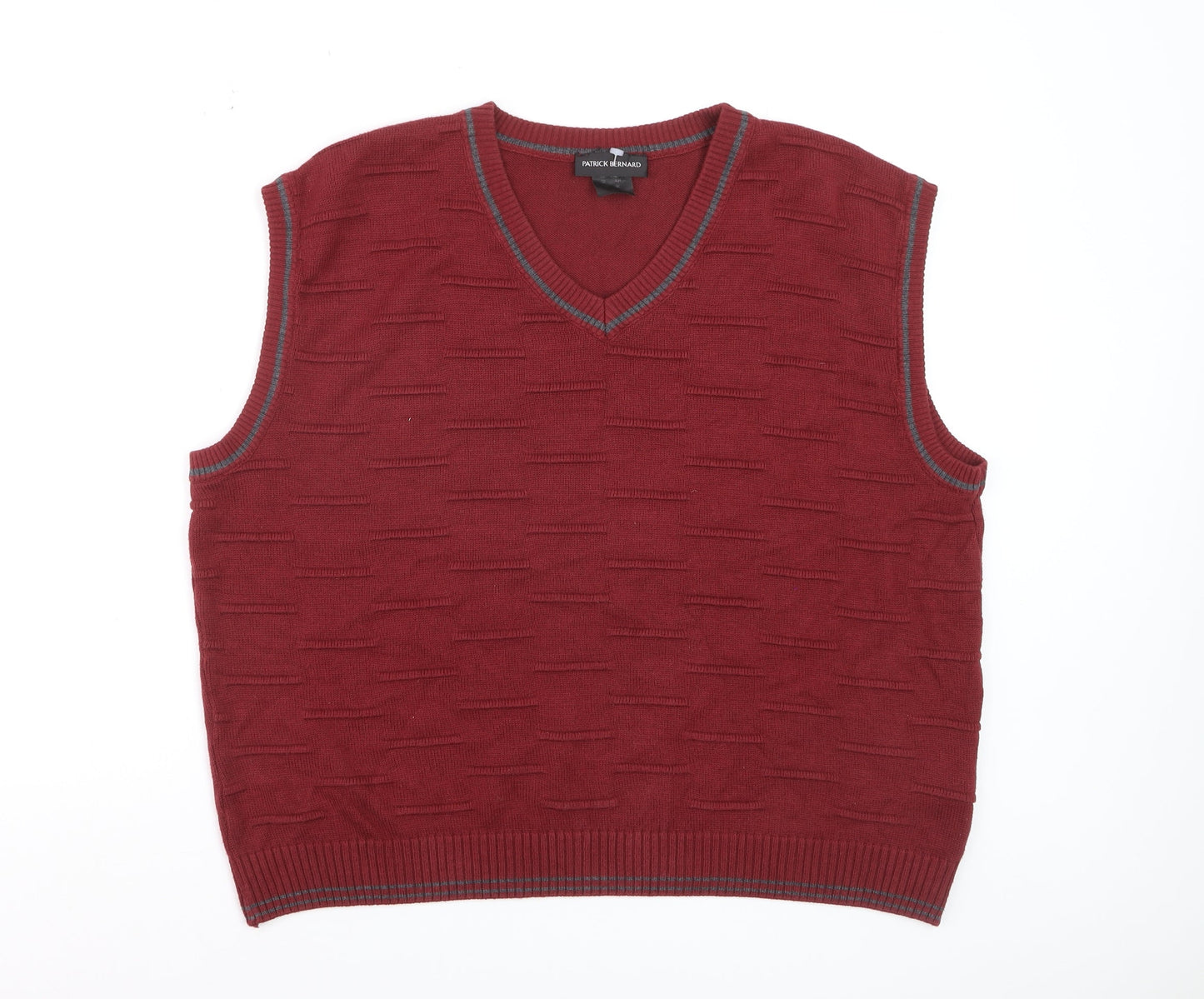 Patrick Bernard Men's Red V-Neck Sleeveless Knit Vest Jumper Size L
