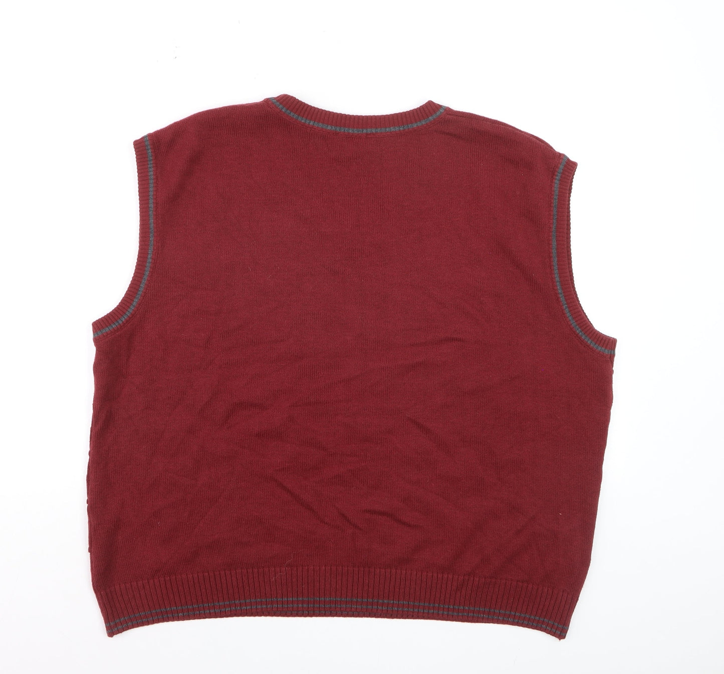 Patrick Bernard Men's Red V-Neck Sleeveless Knit Vest Jumper Size L