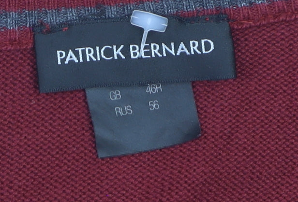 Patrick Bernard Men's Red V-Neck Sleeveless Knit Vest Jumper Size L
