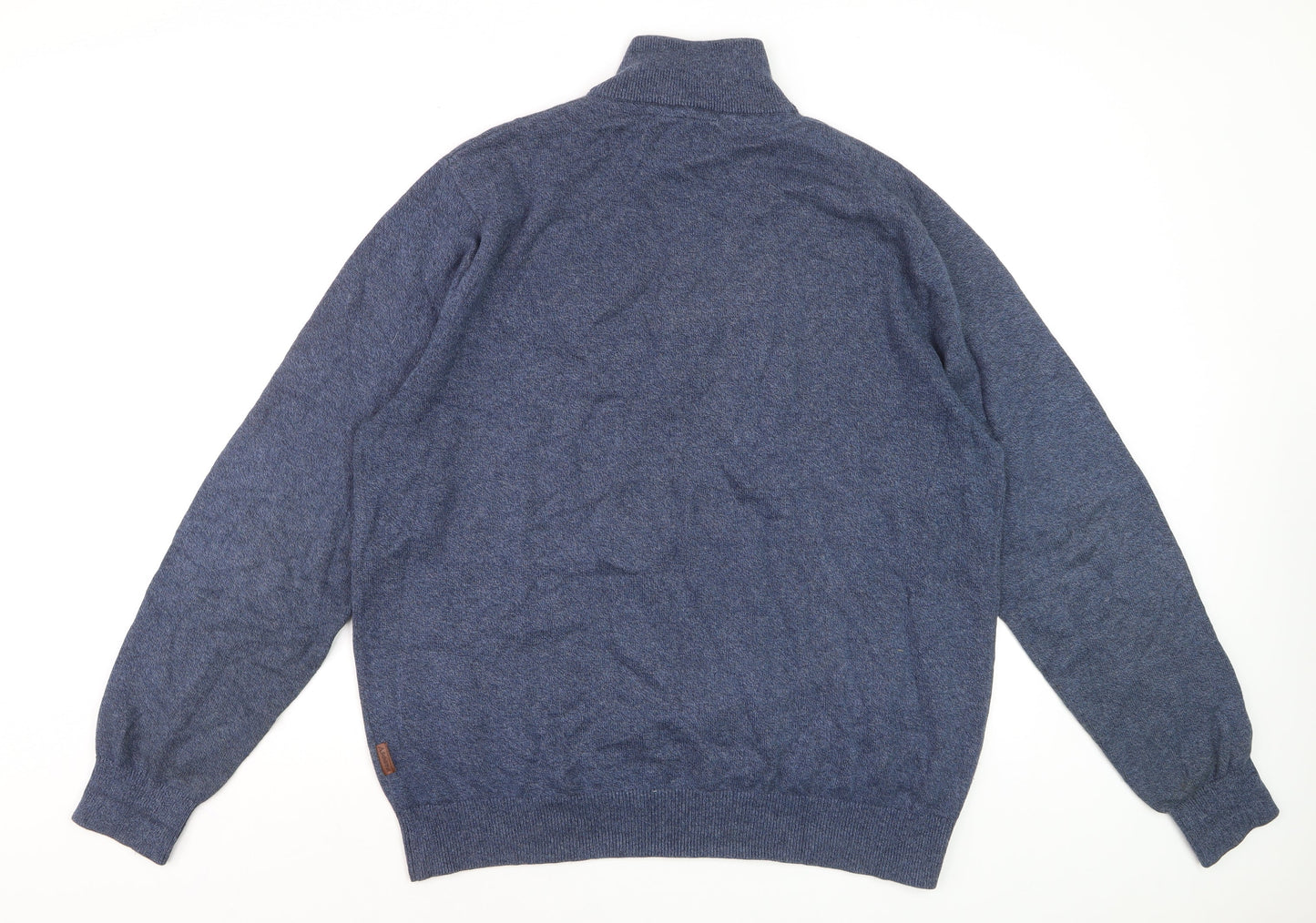 Schöffel Men Blue XL Cotton Cashmere 1/4 Zip Knit Sweatshirt
