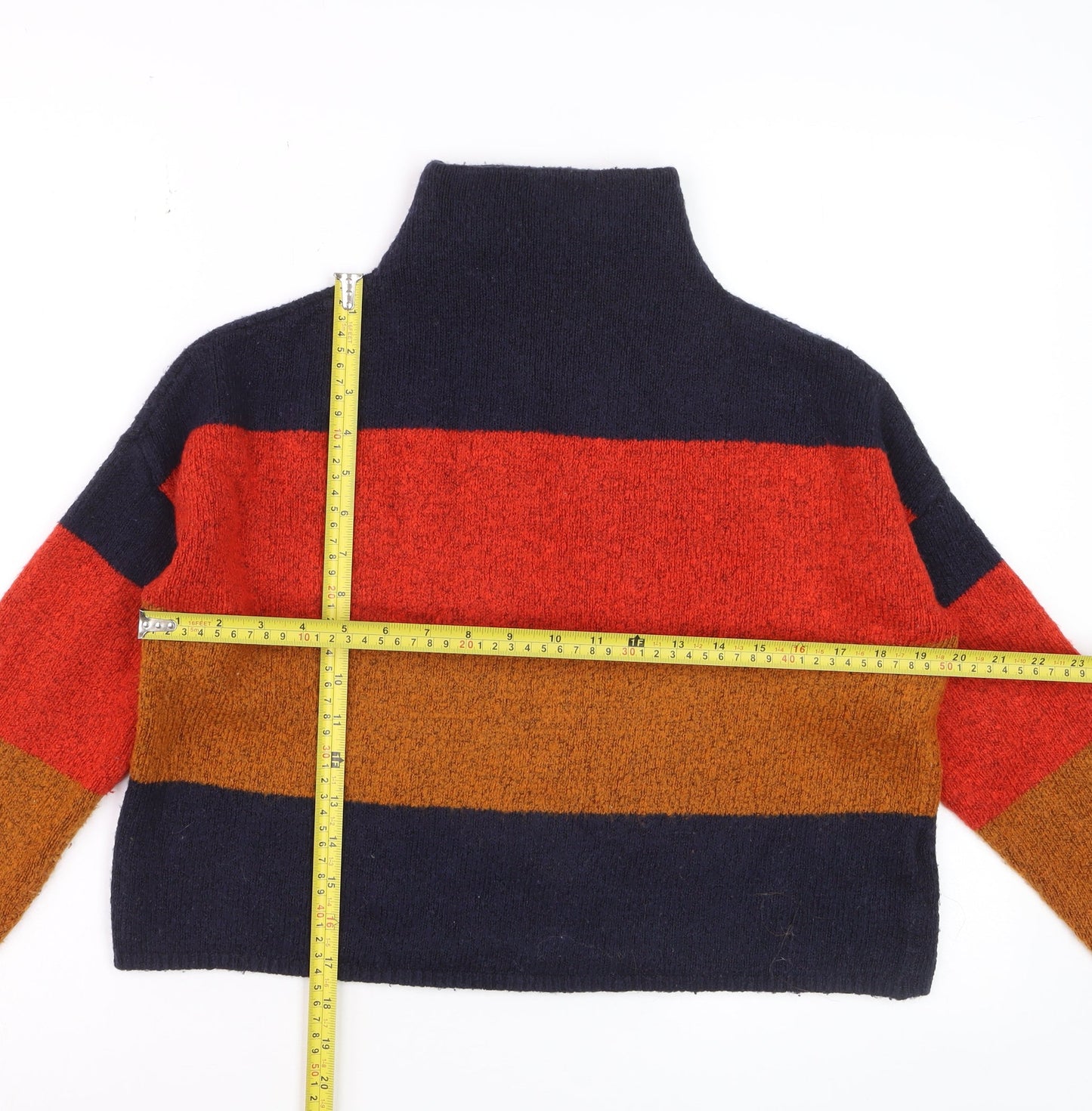 New Look Women's Multicoloured Striped High Neck Jumper Size S