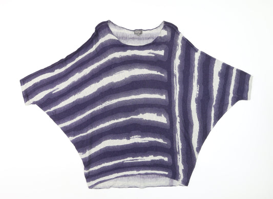 Phase Eight Women’s Purple Striped Relaxed Knit Jumper L