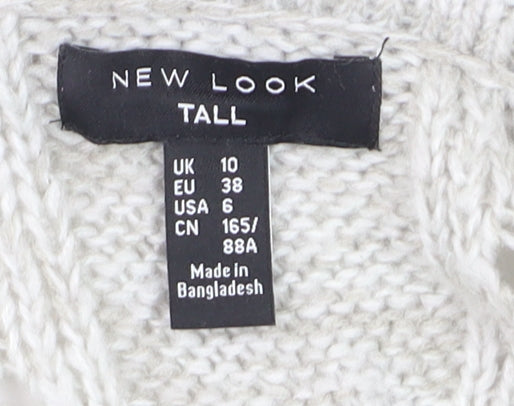 New Look Women’s Grey Tall Cable Knit Open Cardigan Size 10