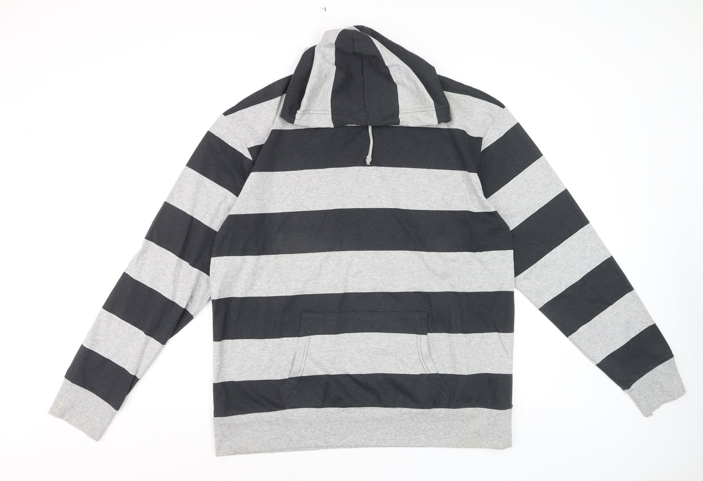 Urban Spirit Men's Grey Black Striped Pullover Hoodie XL