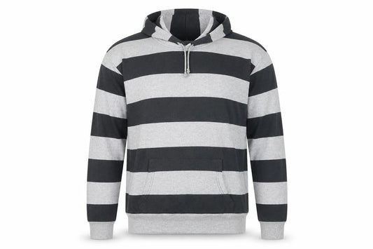 Urban Spirit Men's Grey Black Striped Pullover Hoodie XL