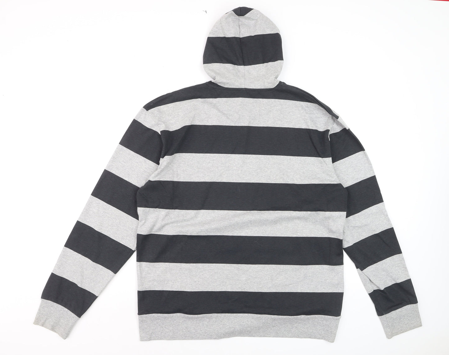 Urban Spirit Men's Grey Black Striped Pullover Hoodie XL