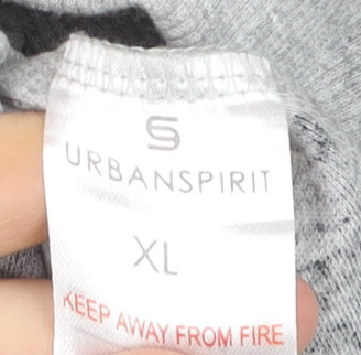 Urban Spirit Men's Grey Black Striped Pullover Hoodie XL