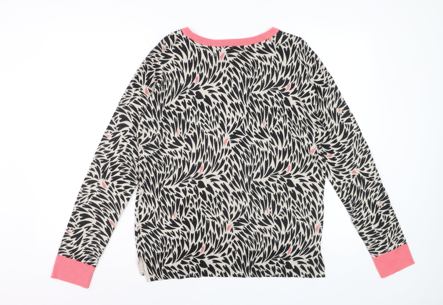 White Stuff Women’s Multicoloured Crew Neck Wool Cotton Jumper UK 14