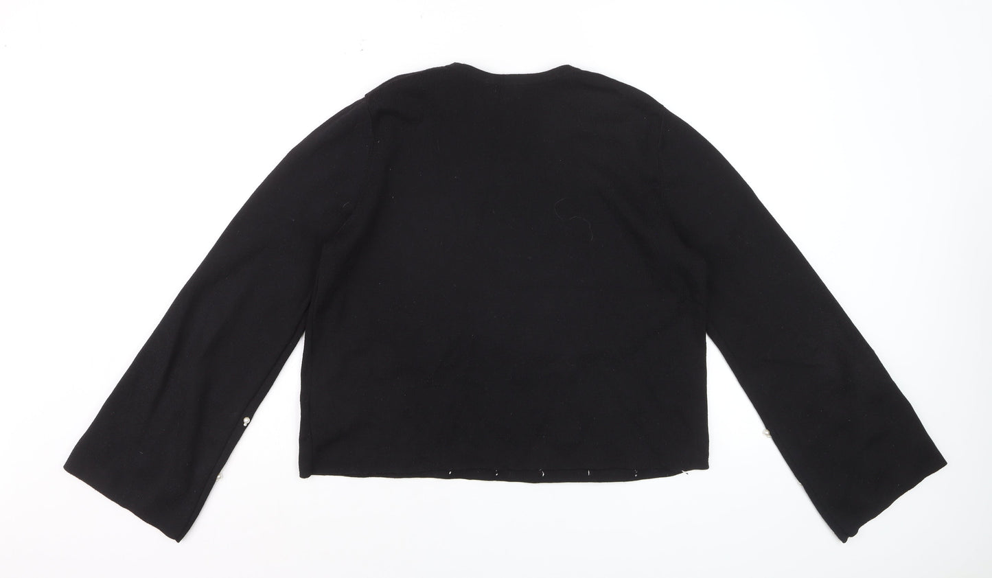 H&M Women Black Beaded Knit Jumper Size 14 Long Sleeve