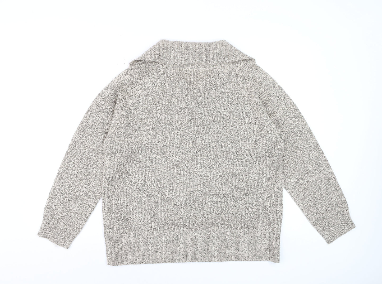 Beaumonde Women Beige Collared Chunky-Knit Cardigan L