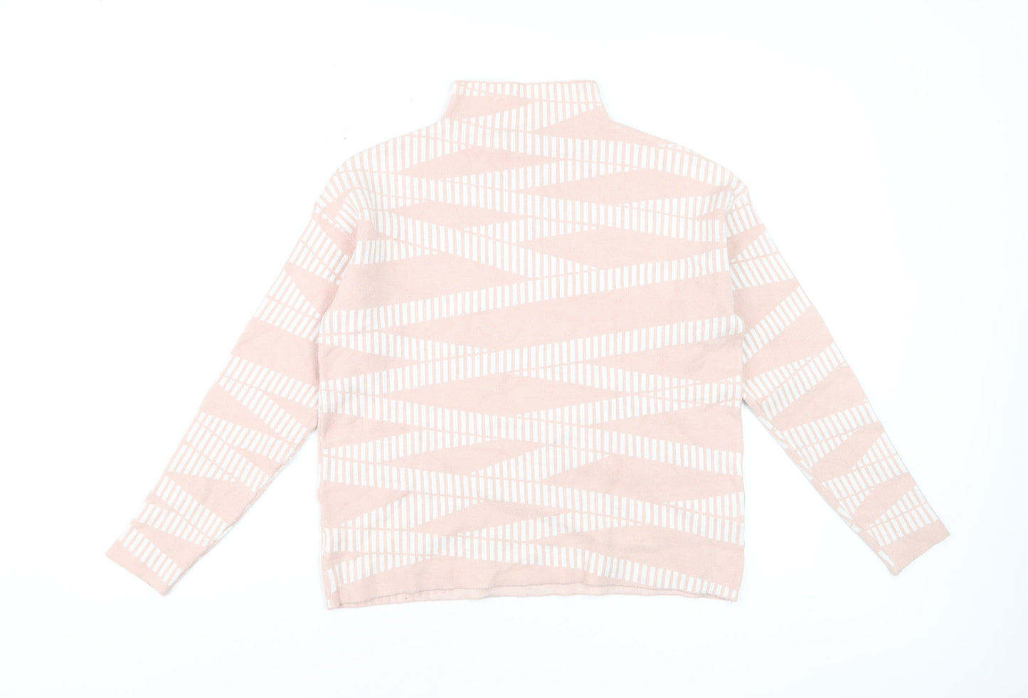 Maison de Nimes Women’s Pink Geometric Mock Neck Jumper Size 12