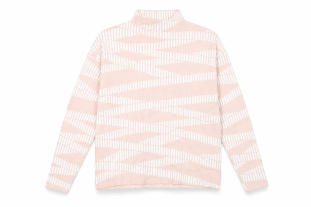 Maison de Nimes Women’s Pink Geometric Mock Neck Jumper Size 12