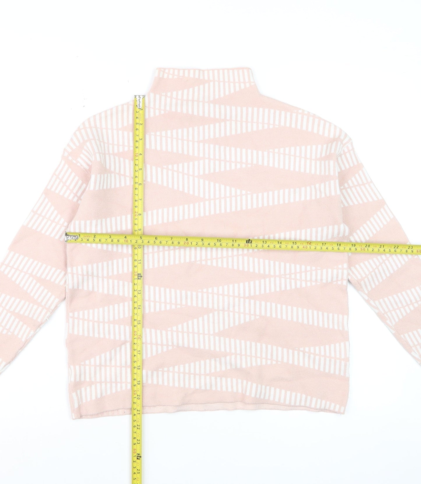 Maison de Nimes Women’s Pink Geometric Mock Neck Jumper Size 12