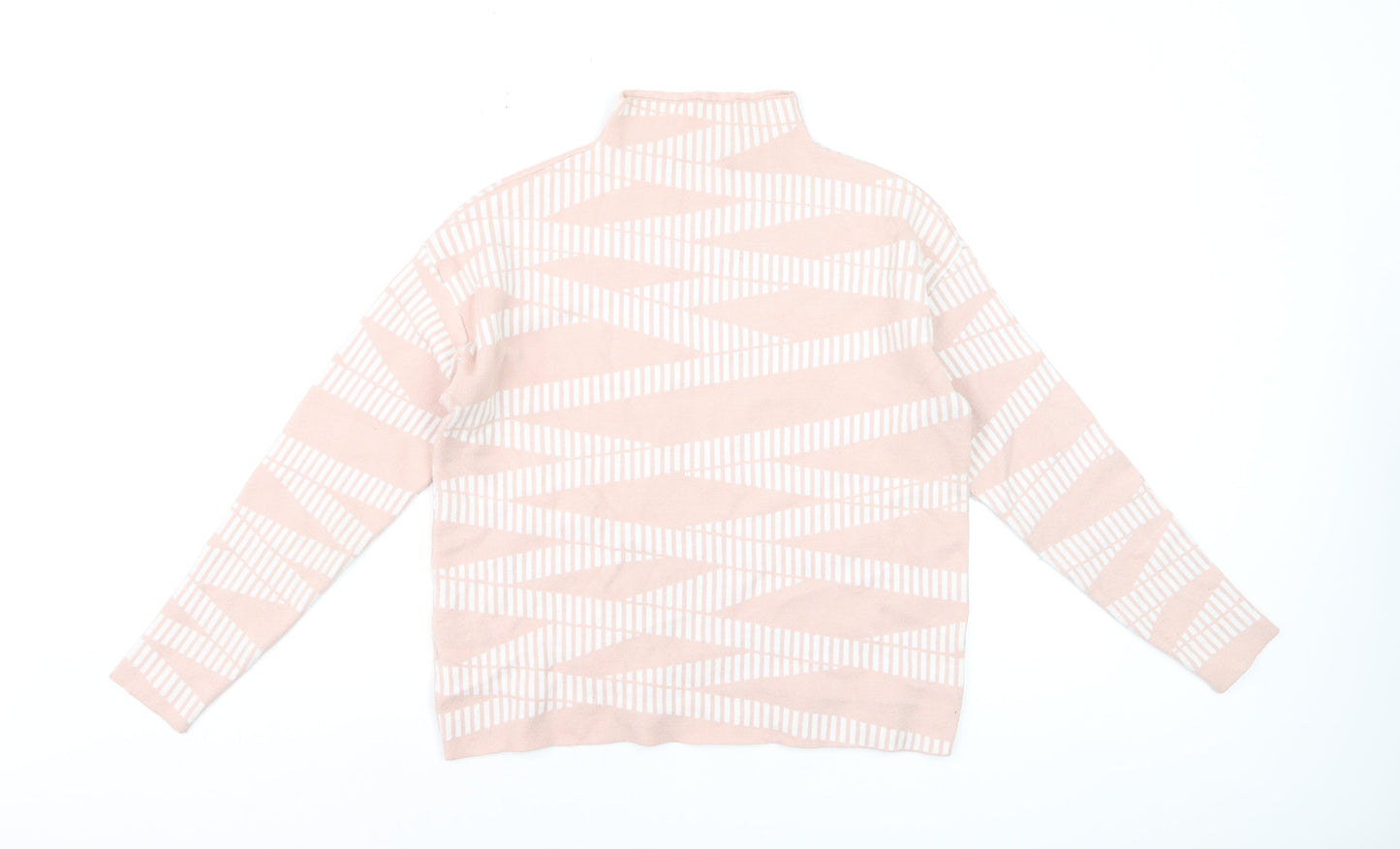 Maison de Nimes Women’s Pink Geometric Mock Neck Jumper Size 12