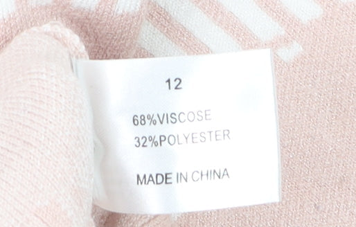 Maison de Nimes Women’s Pink Geometric Mock Neck Jumper Size 12