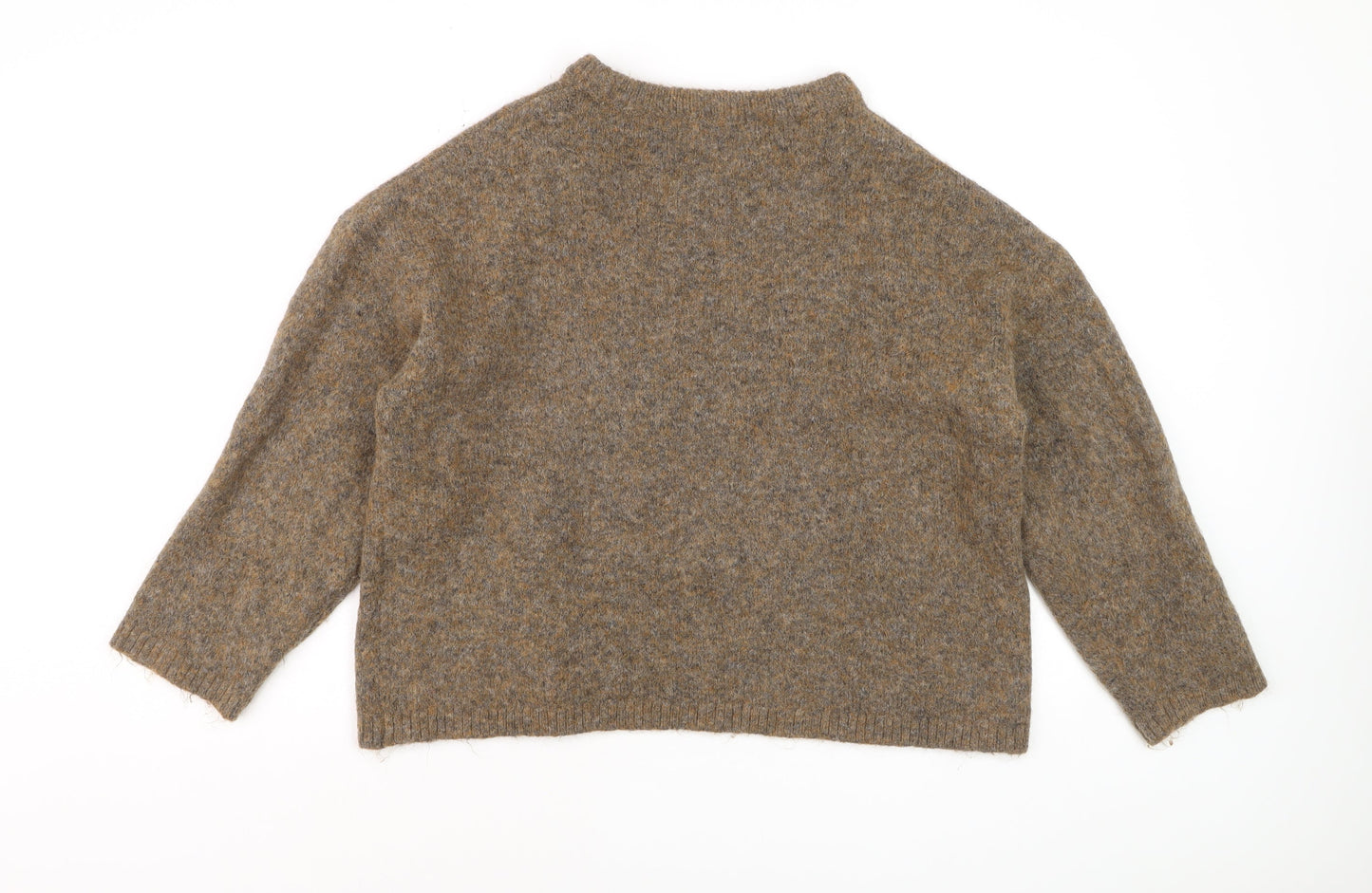 Tu Women Brown Wool Blend Crew Neck Jumper Size 12 Pullover