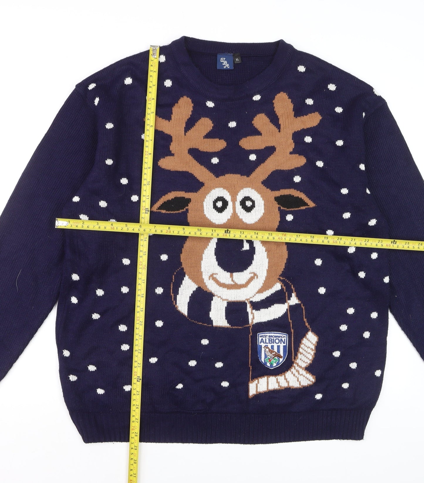 West Bromwich Albion Men's Blue XL Christmas Reindeer Jumper