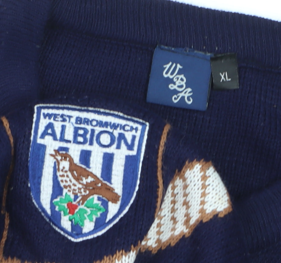 West Bromwich Albion Men's Blue XL Christmas Reindeer Jumper