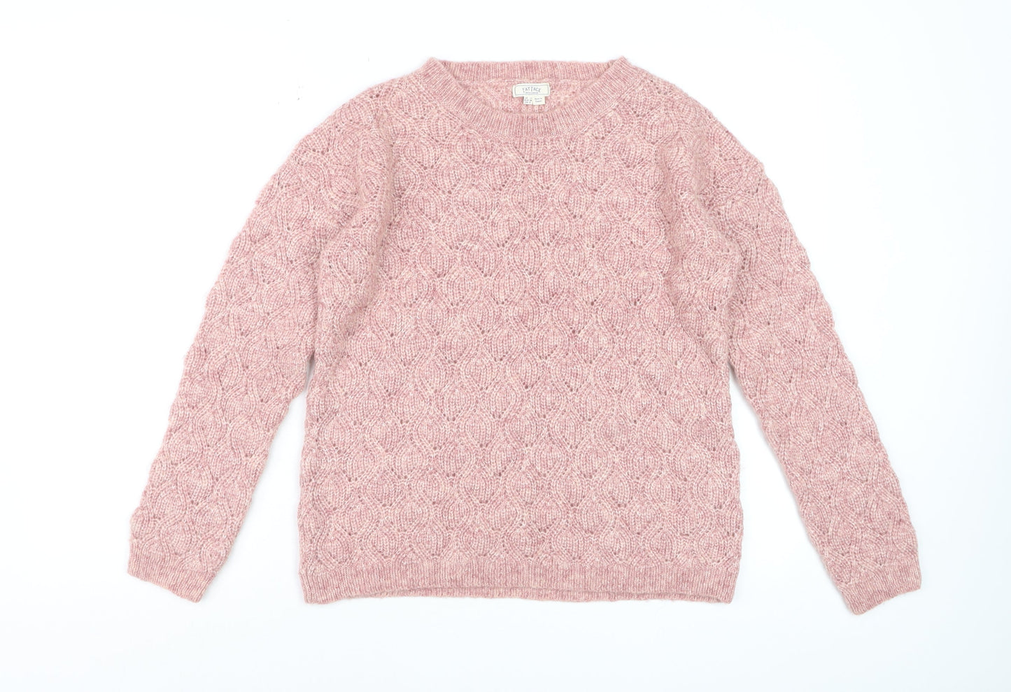 Fat Face Womens Pink Cable Knit Wool Blend Jumper Size 10