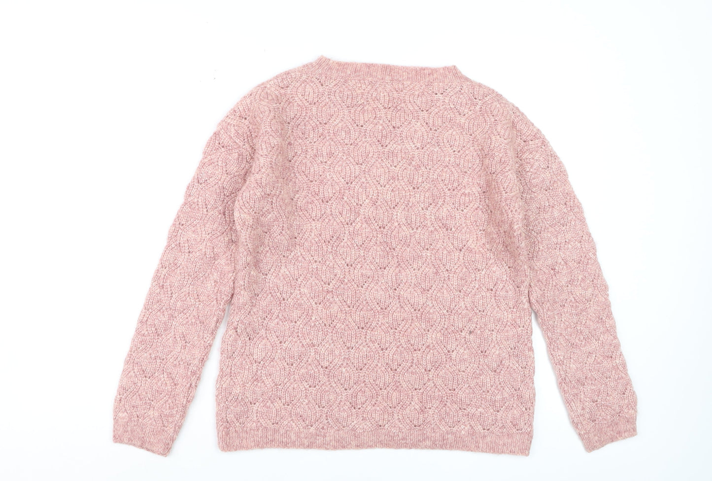 Fat Face Womens Pink Cable Knit Wool Blend Jumper Size 10
