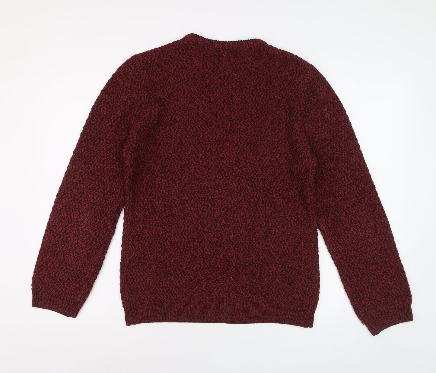 River Island Mens Red Chunky Knit Acrylic Jumper Size S