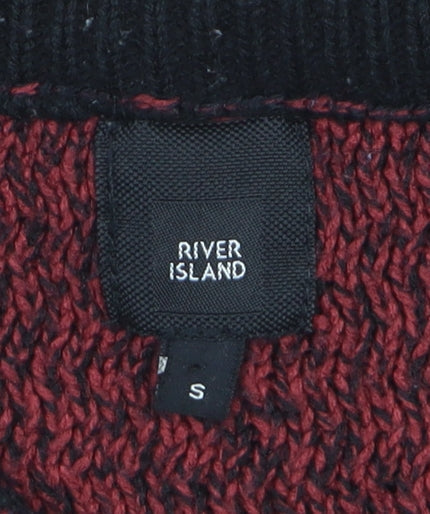 River Island Mens Red Chunky Knit Acrylic Jumper Size S