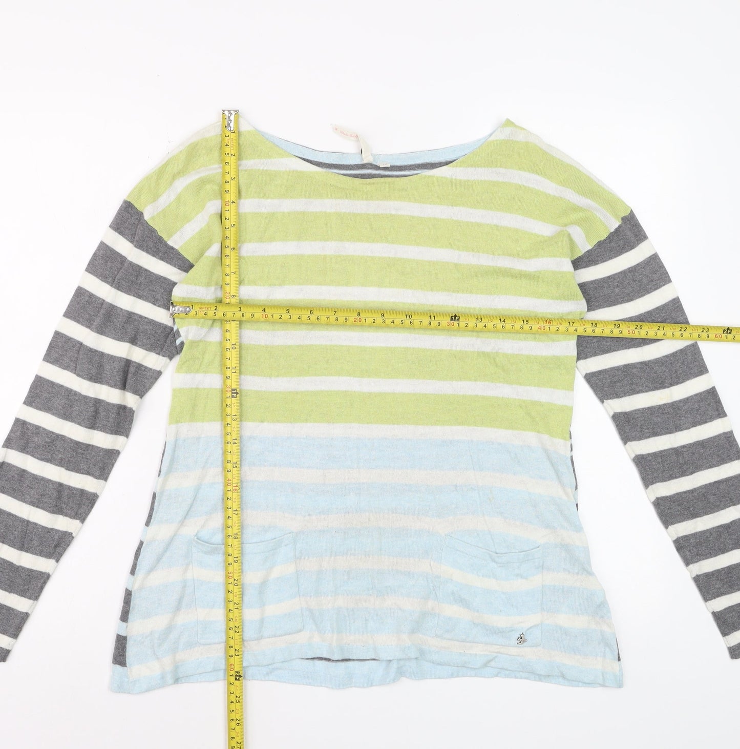 White Stuff Women's Multicoloured Striped Cotton Jumper Size 12