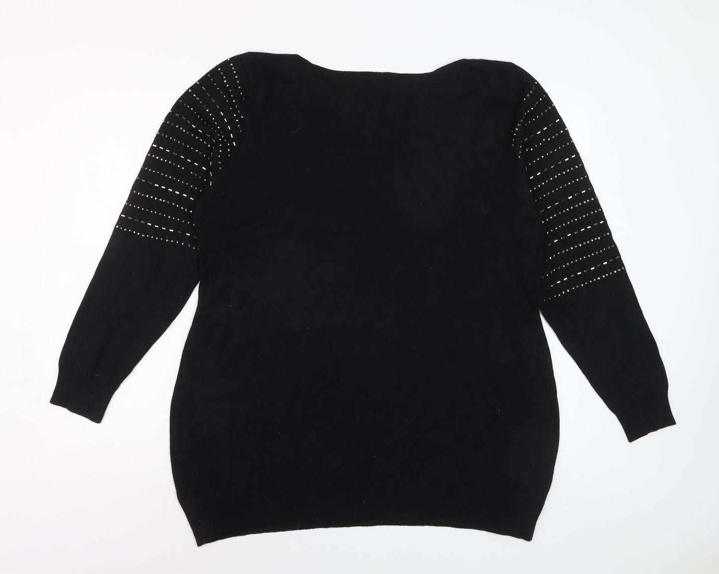 Roman Women’s Black Round Neck Knit Jumper Size 20 Long Sleeve