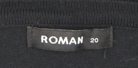 Roman Women’s Black Round Neck Knit Jumper Size 20 Long Sleeve