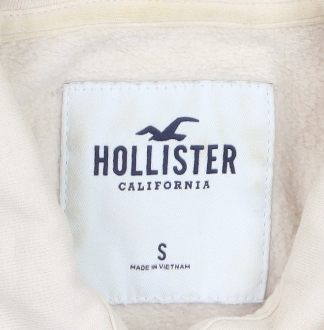 Hollister Women Beige Cropped Long Sleeve Polo Shirt S