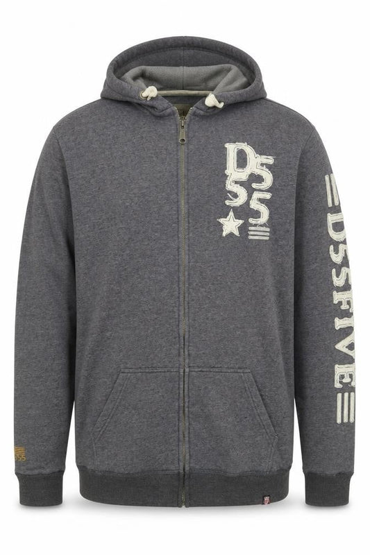 D555 Men's Grey Full Zip Hoodie 2XLT Big & Tall Fleece Sweatshirt
