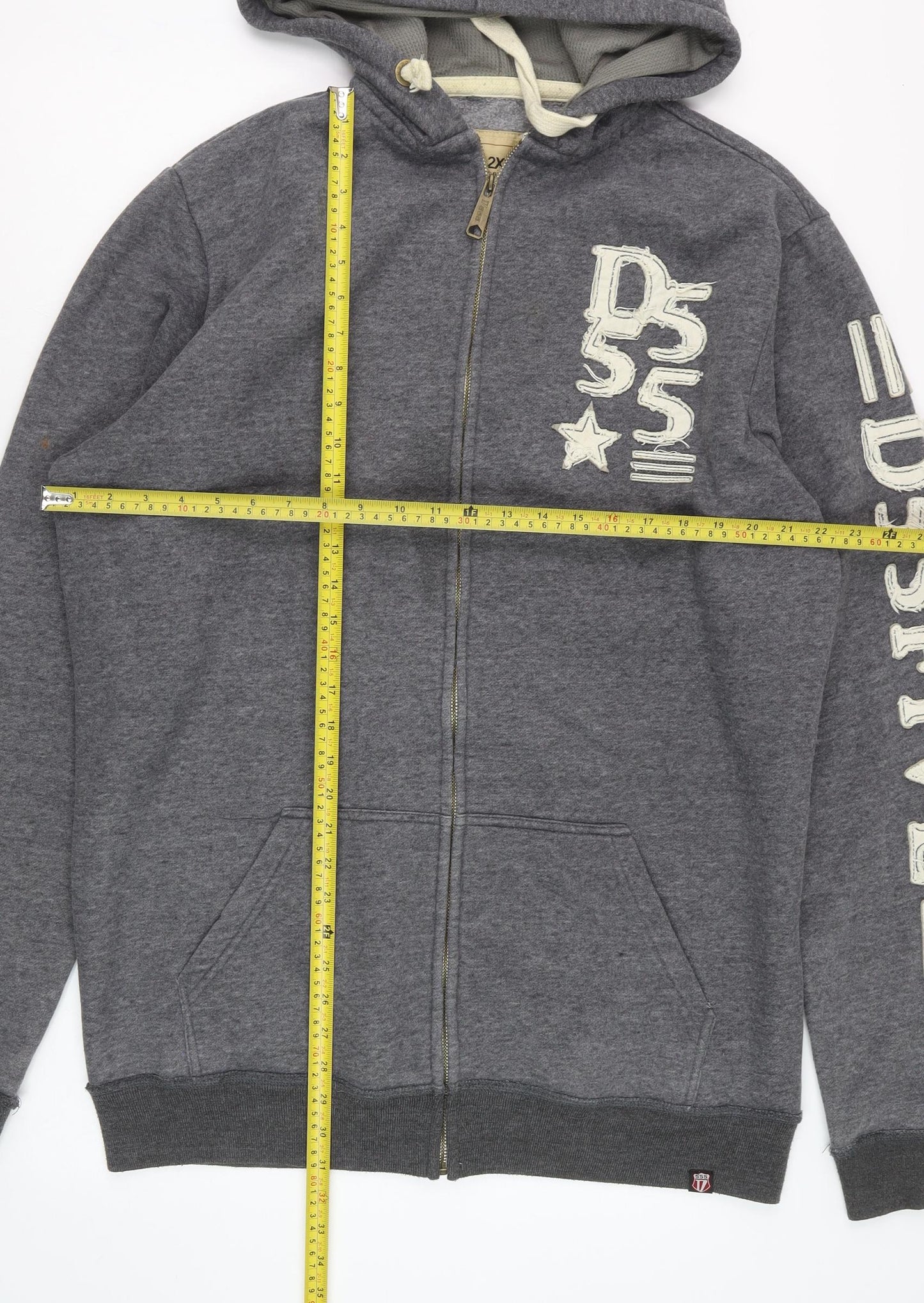 D555 Men's Grey Full Zip Hoodie 2XLT Big & Tall Fleece Sweatshirt