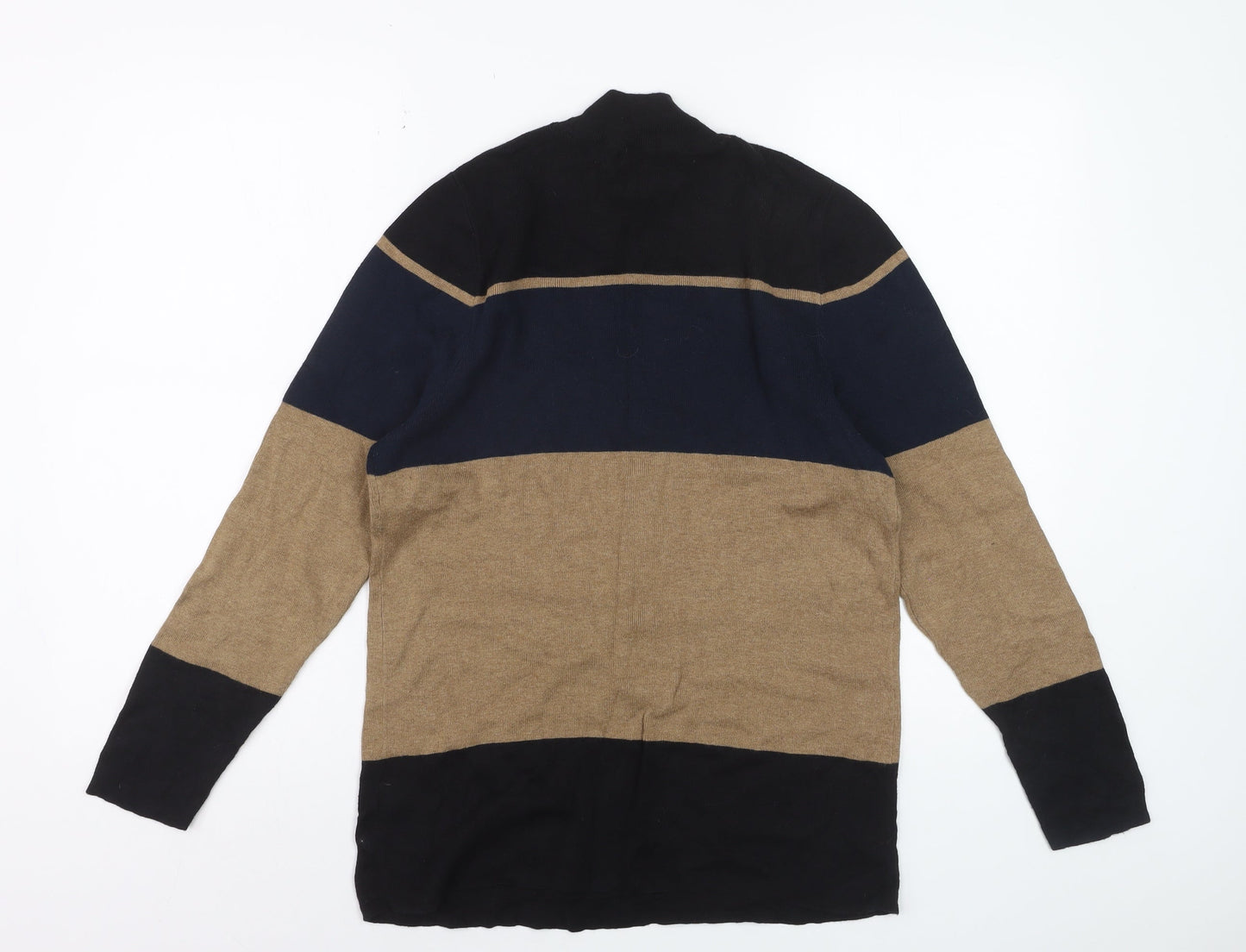 Next Women Black Blue Beige Striped Jumper Size 18 Button Detail